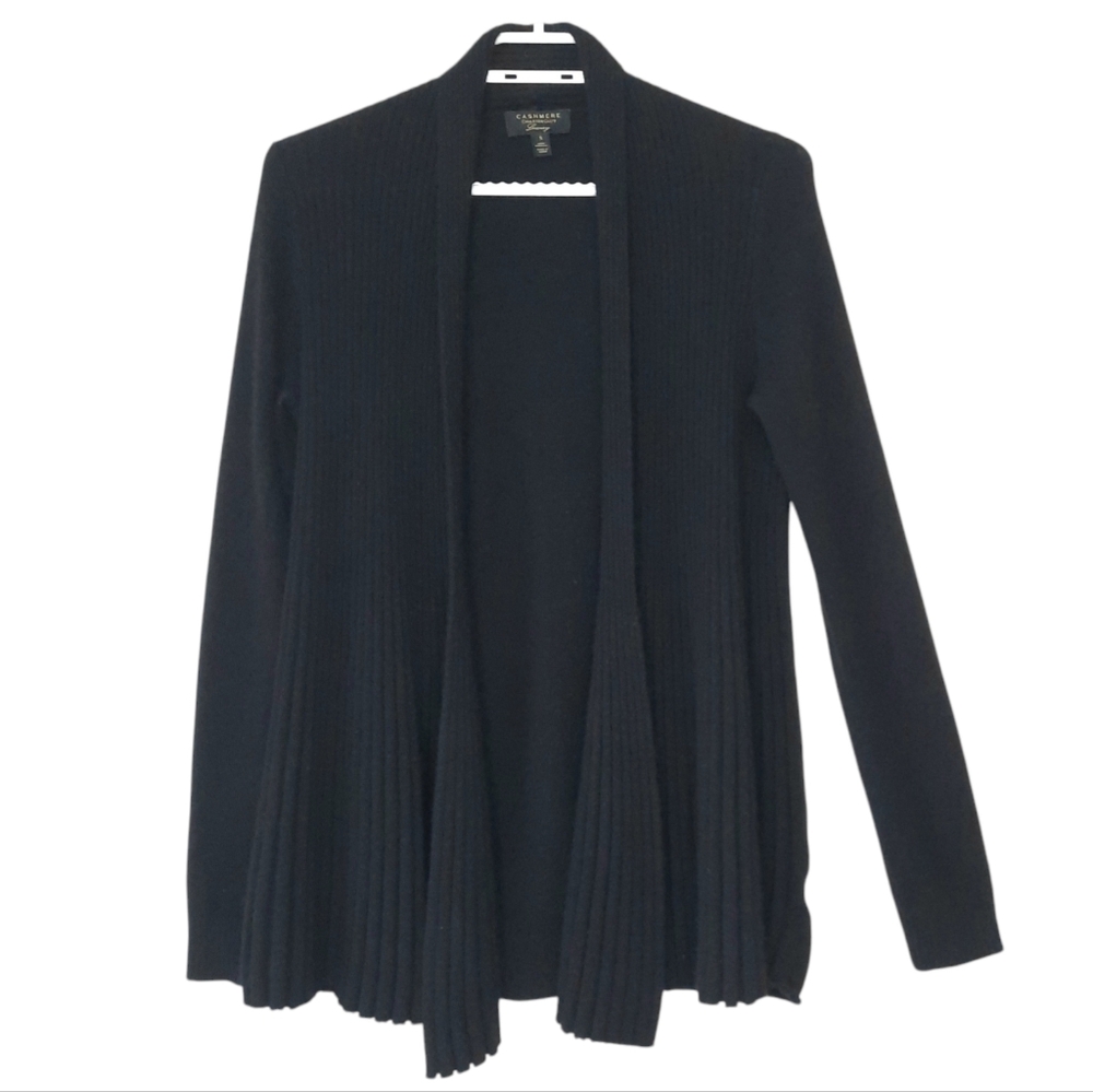 Charter Club Luxury Cashmere Open Front Cardigan Black Womens Size Small Soft